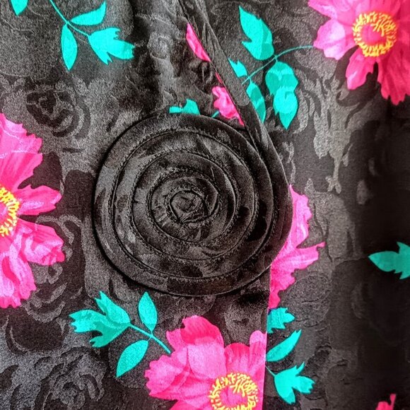 Marshall Fields Magenta Turquoise Floral Silk Jacquard Jacket - Picture 4 of 6